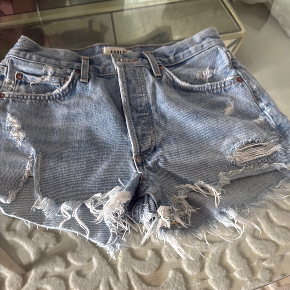Agolde Blue Vintage-Style High-Waisted Jean Shorts